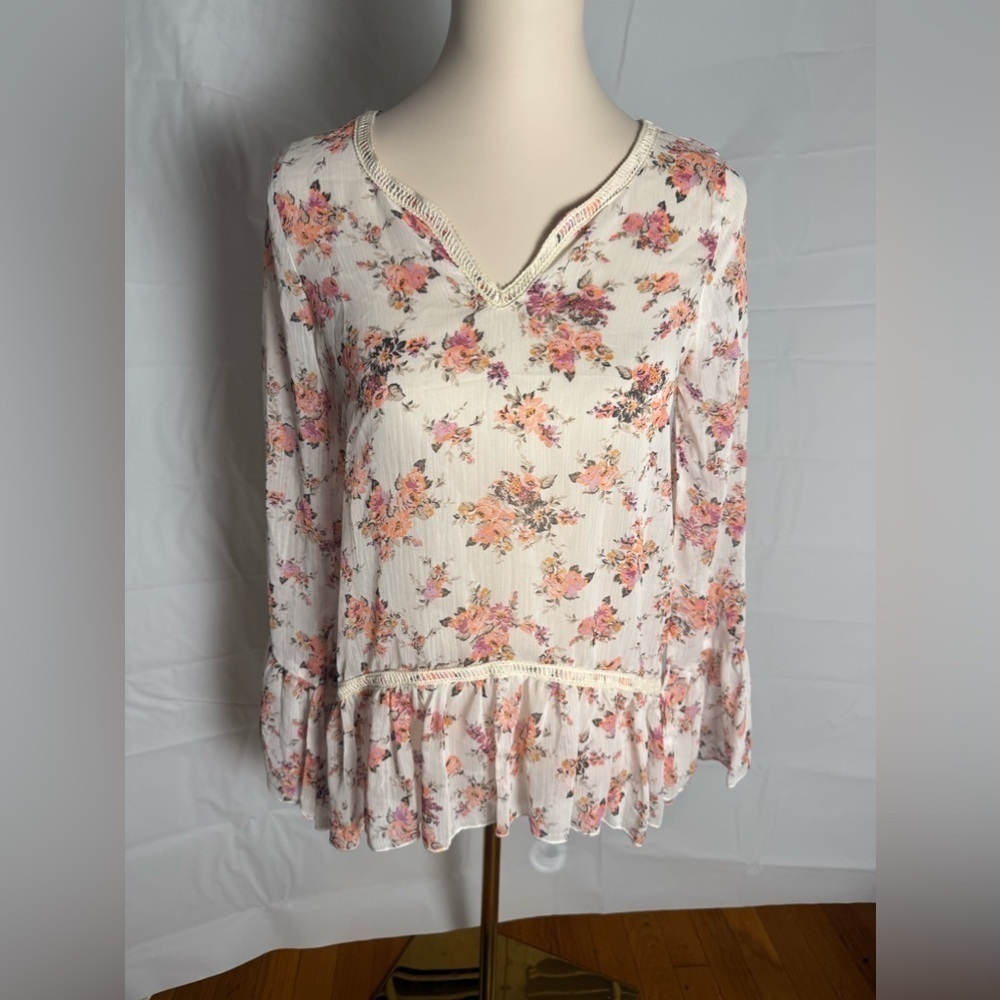 Living Doll Pink and Cream Ruffled Blouse